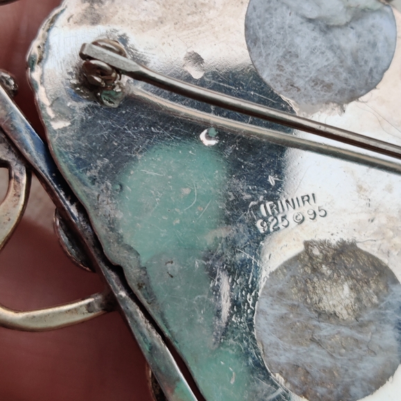 Huge Iriniri sterling silver blister pearl and gemstone pendant/brooch - Picture 8 of 13